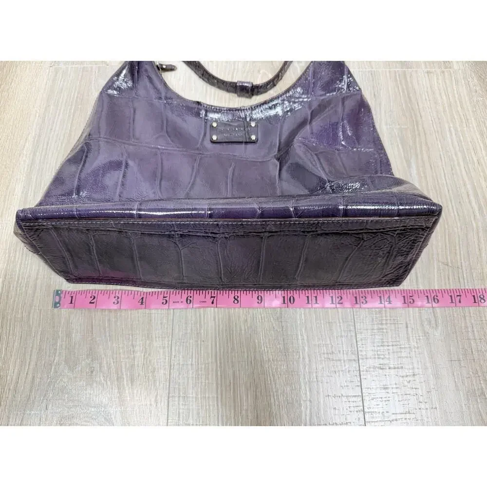 Kate Spade Purple Croc-Embossed Leather Shoulder Bag Hobo - Picture 9 of 11